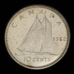 Canada, Élisabeth II, 10 cents <br /> 1962