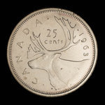 Canada, Élisabeth II, 25 cents <br /> 1963