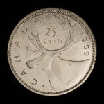 Canada, Élisabeth II, 25 cents <br /> 1959