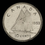 Canada, Élisabeth II, 10 cents <br /> 1953
