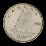 Canada, Élisabeth II, 10 cents <br /> 1954