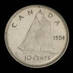 Canada, Élisabeth II, 10 cents <br /> 1954