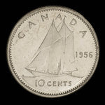 Canada, Élisabeth II, 10 cents <br /> 1956