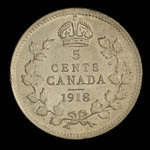 Canada, Georges V, 5 cents <br /> 1918