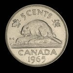 Canada, Élisabeth II, 5 cents <br /> 1965
