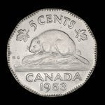 Canada, Élisabeth II, 5 cents <br /> 1953