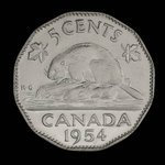 Canada, Élisabeth II, 5 cents <br /> 1954