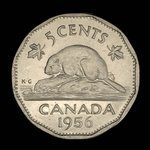 Canada, Élisabeth II, 5 cents <br /> 1956