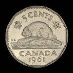 Canada, Élisabeth II, 5 cents <br /> 1961