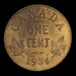 Canada, Georges V, 1 cent <br /> 1934