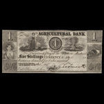Canada, Agricultural Bank (Toronto), 1 dollar <br /> 1 octobre 1837