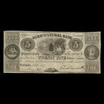 Canada, Agricultural Bank (Toronto), 5 dollars <br /> 1 octobre 1837