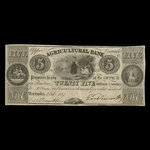 Canada, Agricultural Bank (Toronto), 5 dollars : 1 octobre 1837