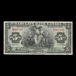 Canada, Barclays Bank, 5 dollars <br /> 2 janvier 1935