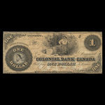 Canada, Colonial Bank of Canada, 1 dollar <br /> 27 avril 1859