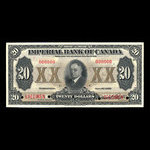 Canada, Imperial Bank of Canada, 20 dollars <br /> 1 novembre 1933