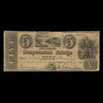Canada, Niagara Suspension Bridge Bank, 5 dollars <br /> 4 janvier 1841