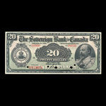 Canada, Sovereign Bank of Canada, 20 dollars <br /> 1 mai 1907