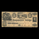 Canada, Niagara Suspension Bridge Bank, 1 dollar <br /> 13 octobre 1840