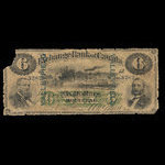 Canada, Exchange Bank of Canada, 6 dollars <br /> 1 octobre 1872