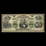 Canada, Bank of London in Canada, 5 dollars <br /> 1 décembre 1883