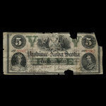 Canada, Province de la Nouvelle-Écosse, 5 dollars <br /> 1 octobre 1866
