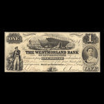 Canada, Westmorland Bank of New Brunswick, 1 dollar <br /> 1 juin 1854