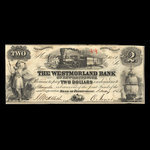 Canada, Westmorland Bank of New Brunswick, 2 dollars <br /> 1 mai 1856