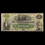 Canada, Westmorland Bank of New Brunswick, 2 dollars <br /> 1 août 1861