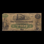 Canada, Westmorland Bank of New Brunswick, 2 dollars <br /> 1 août 1861
