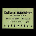 Canada, Knoblauch's Water Delivery, 13 seaux, eau <br /> 1935