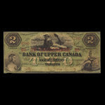 Canada, Bank of Upper Canada (York), 2 dollars <br /> 2 juillet 1859