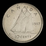 Canada, Élisabeth II, 10 cents <br /> 1957