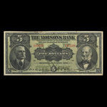 Canada, Molsons Bank, 5 dollars <br /> 2 janvier 1908