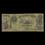 Canada, Ontario Bank, 2 dollars <br /> 15 août 1857