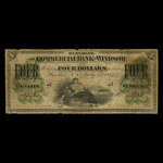Canada, Commercial Bank of Windsor, 4 dollars <br /> 1 juillet 1871