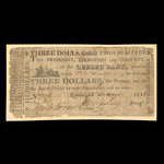 Canada, Banque de Québec, 3 dollars <br /> 20 octobre 1818