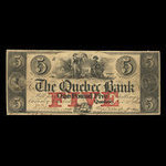 Canada, Banque de Québec, 5 dollars <br /> 1 novembre 1860