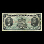 Canada, Banque Royale du Canada, 5 dollars <br /> 2 janvier 1913