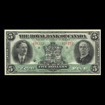 Canada, Banque Royale du Canada, 5 dollars <br /> 3 janvier 1927