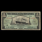 Antigua, Banque Royale du Canada, 5 dollars <br /> 2 janvier 1920
