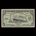 Trinité, Banque Royale du Canada, 5 dollars <br /> 3 janvier 1938