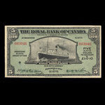 Saint-Kitts, Banque Royale du Canada, 5 dollars <br /> 3 janvier 1938