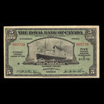 Grenada, Banque Royale du Canada, 5 dollars <br /> 3 janvier 1938