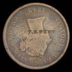 Canada, Province du Nouveau-Brunswick, 1 penny <br /> 1843