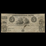 Canada, Agricultural Bank (Toronto), 5 dollars : 16 octobre 1834
