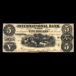 Canada, International Bank of Canada, 5 dollars <br /> 15 septembre 1858