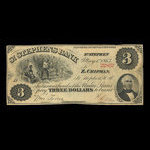 Canada, St. Stephen's Bank, 3 dollars <br /> 1 mai 1863
