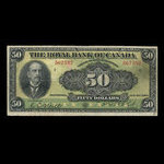 Canada, Banque Royale du Canada, 50 dollars <br /> 2 janvier 1913