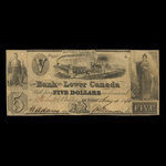 Canada, Bank of Lower Canada, 5 dollars : 1840